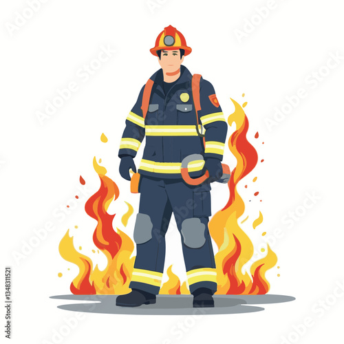 fireman, firefighter, safety, emergency, danger, man, rescue, fire, fighter, uniform, helmet, protection, background, service, red, equipment, hose, occupation, job, burn, person, work, male, hero, pr