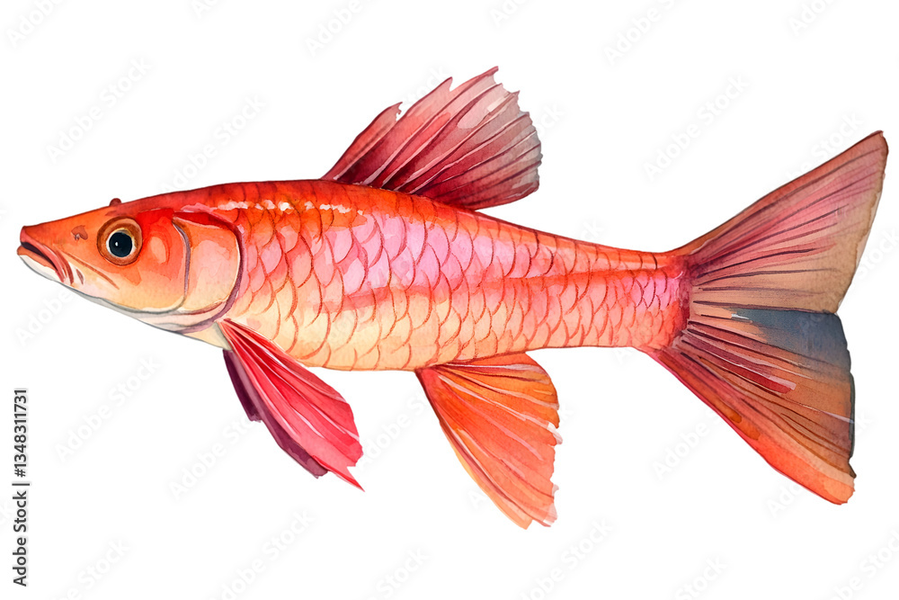 Fototapeta premium Reddish Pink Fish Illustration