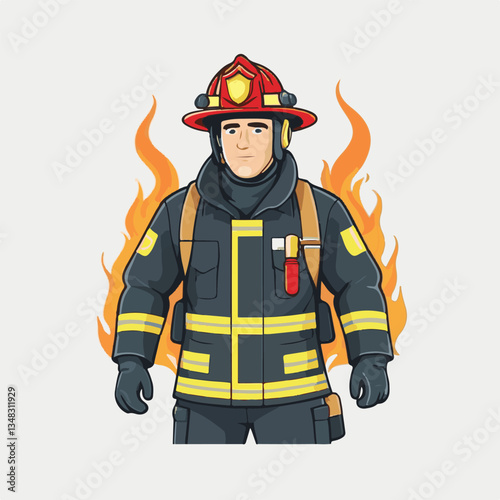 fireman, firefighter, safety, emergency, danger, man, rescue, fire, fighter, uniform, helmet, protection, background, service, red, equipment, hose, occupation, job, burn, person, work, male, hero, pr