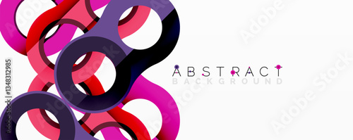 Abstract circle element composition with overlapping circular and tubular shapes featuring smooth gradients, transparency effects, and dynamic layering