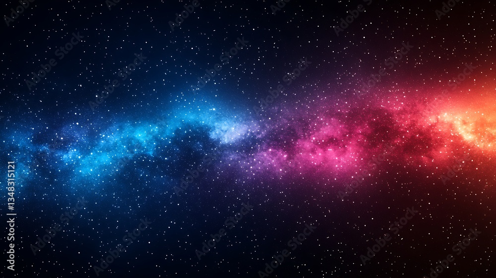Fototapeta premium Stunning view of a vibrant galaxy in space displaying vivid colors across a starry night sky