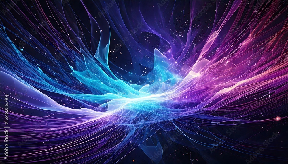 A futuristic abstract wallpaper blending deep-space nebula clouds with digital light trails A futuristic abstract wallpaper blending deep-space nebula clouds with digital light trails