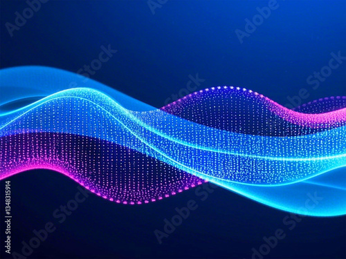 Abstract background of a blue and purple gradient with wavy dotted patterns, ideal for digital design.