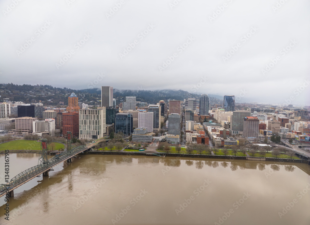 A city with a river running through it A city with a river running through it