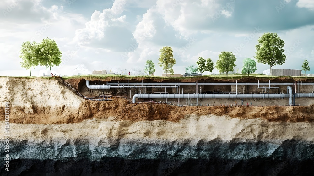 custom made wallpaper toronto digitalCross-section of an underground water pipe network