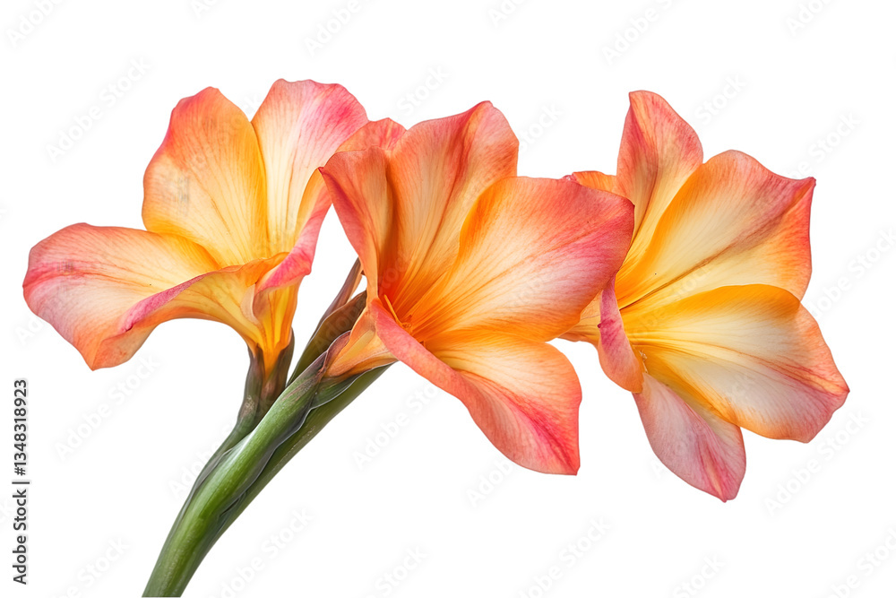 Fototapeta premium Three Orange Pink Flowers Isolated