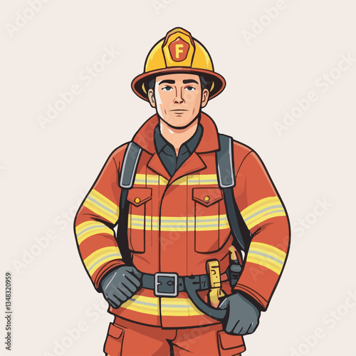 fireman, firefighter, safety, emergency, danger, man, rescue, fire, fighter, uniform, helmet, protection, background, service, red, equipment, hose, occupation, job, burn, person, work, male, hero, pr