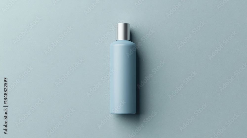 Simple light blue bottle lies on a matching blue background Simple light blue bottle lies on a matching blue background