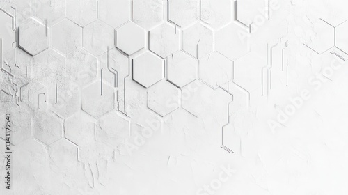 Abstract geometric pattern, white hexagonal texture, digital design, background photo