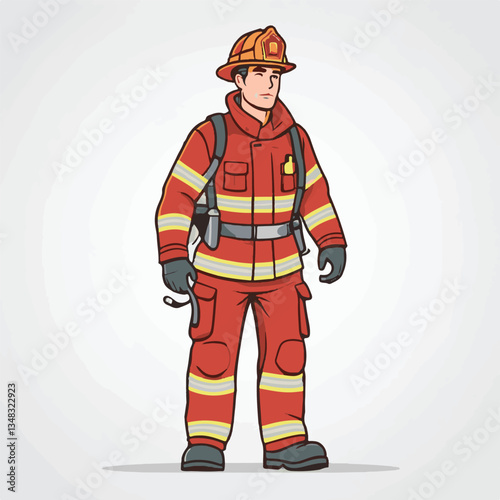 fireman, firefighter, safety, emergency, danger, man, rescue, fire, fighter, uniform, helmet, protection, background, service, red, equipment, hose, occupation, job, burn, person, work, male, hero, pr