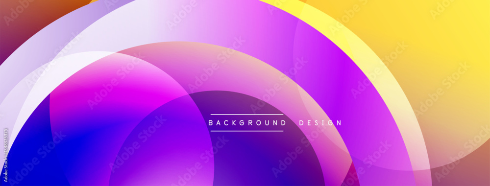 Obraz premium Layered circular shapes in vivid colors form a gradient-rich abstract design with smooth transitions, depth effects, and a modern, futuristic aesthetic