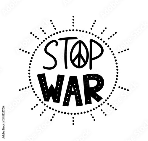 Stop War Peace Symbol Circular Sticker Design
