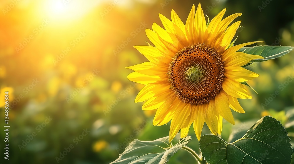 Fototapeta premium Golden Sunflower in Bloom: A Symbol of Youth and Renewal