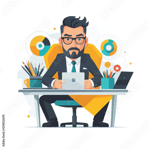 employee appreciation day, investment solution, copy space, confident man, lawyer office, finance management, boss, 40 40s, arms crossed, team, middle age, work, company formal, elder aged, latin hisp