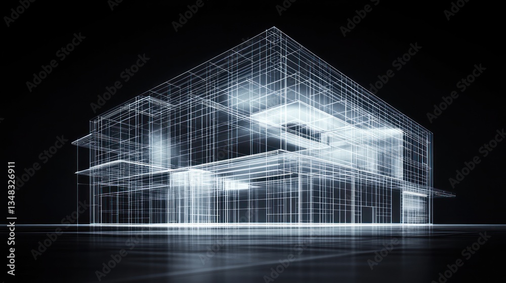 Architectural building wireframe design digital art Architectural building wireframe design digital art