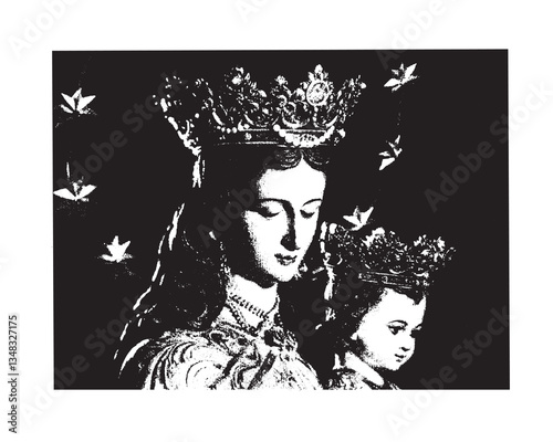 Our Lady help of Christians vector catholic religious illustration