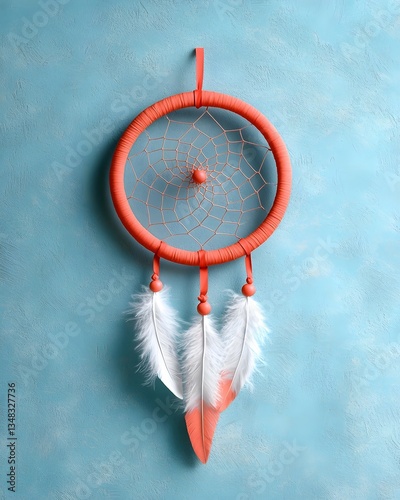 Delicate dreamcatcher adorned with a pale pink ribbon a symbol of the boundless creativity of the human mind  Intricately woven web whisper soft textures and wispy tendrils create an ethereal