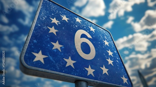 European Route E6 Sign Under a Cloudy Sky photo