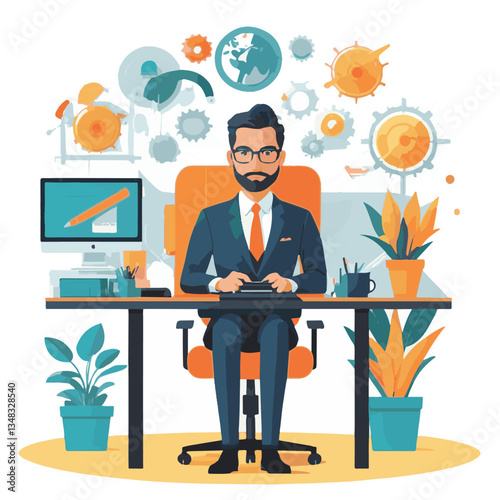 employee appreciation day, investment solution, copy space, confident man, lawyer office, finance management, boss, 40 40s, arms crossed, team, middle age, work, company formal, elder aged, latin hisp