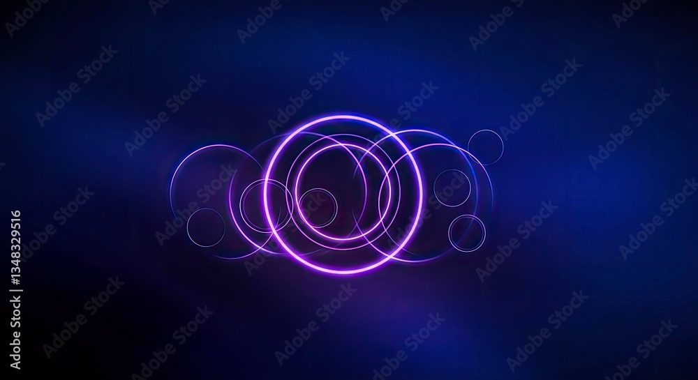 Neon Rings Overlapping on a Deep Midnight Blue Gradient Neon Rings Overlapping on a Deep Midnight Blue Gradient