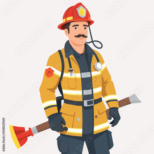 fireman, firefighter, safety, emergency, danger, man, rescue, fire, fighter, uniform, helmet, protection, background, service, red, equipment, hose, occupation, job, burn, person, work, male, hero, pr