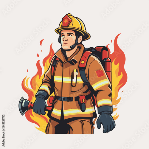 fireman, firefighter, safety, emergency, danger, man, rescue, fire, fighter, uniform, helmet, protection, background, service, red, equipment, hose, occupation, job, burn, person, work, male, hero, pr