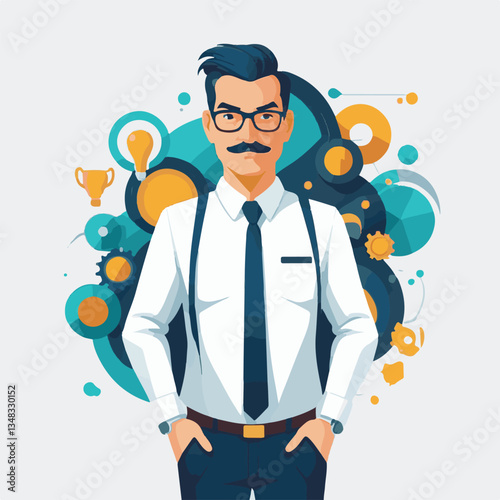 employee appreciation day, investment solution, copy space, confident man, lawyer office, finance management, boss, 40 40s, arms crossed, team, middle age, work, company formal, elder aged, latin hisp