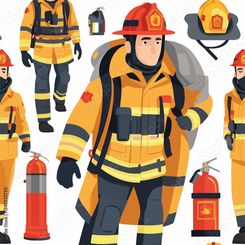fireman, firefighter, safety, emergency, danger, man, rescue, fire, fighter, uniform, helmet, protection, background, service, red, equipment, hose, occupation, job, burn, person, work, male, hero, pr