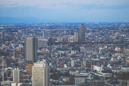 Urban Cityscape with Skyscrapers and Residential Buildings, Tokyo Dec 6 2024