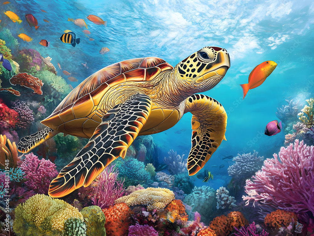 Fototapeta premium green sea turtle in the ocean