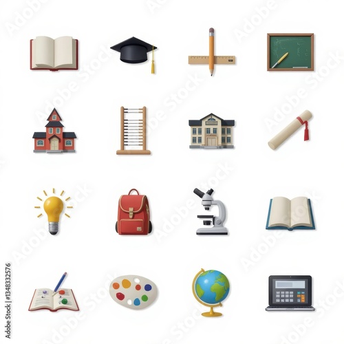 Education Icon Set: School Supplies, Learning Tools & Academic Symbols Vector Collection