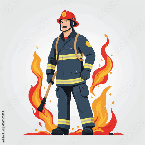 fireman, firefighter, safety, emergency, danger, man, rescue, fire, fighter, uniform, helmet, protection, background, service, red, equipment, hose, occupation, job, burn, person, work, male, hero, pr