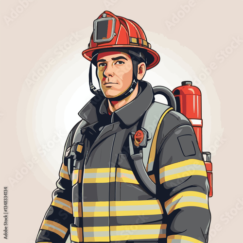 fireman, firefighter, safety, emergency, danger, man, rescue, fire, fighter, uniform, helmet, protection, background, service, red, equipment, hose, occupation, job, burn, person, work, male, hero, pr