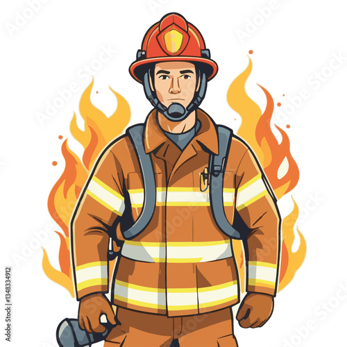 fireman, firefighter, safety, emergency, danger, man, rescue, fire, fighter, uniform, helmet, protection, background, service, red, equipment, hose, occupation, job, burn, person, work, male, hero, pr