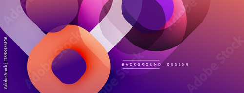 Circular abstract design with overlapping translucent circles and round shapes, blending gradients and smooth curves, creating depth, contrast, and a dynamic visual effect