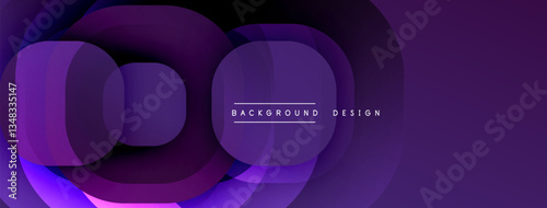 Circular abstract design with overlapping translucent circles and round shapes, blending gradients and smooth curves, creating depth, contrast, and a dynamic visual effect