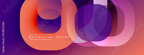 Circular abstract design with overlapping translucent circles and round shapes, blending gradients and smooth curves, creating depth, contrast, and a dynamic visual effect