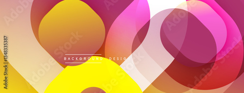 Circular abstract design with overlapping translucent circles and round shapes, blending gradients and smooth curves, creating depth, contrast, and a dynamic visual effect