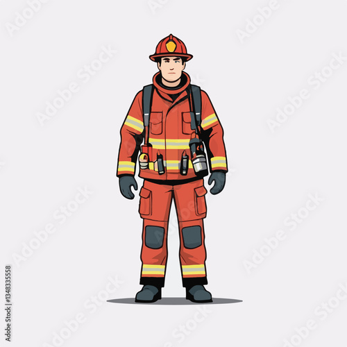fireman, firefighter, safety, emergency, danger, man, rescue, fire, fighter, uniform, helmet, protection, background, service, red, equipment, hose, occupation, job, burn, person, work, male, hero, pr