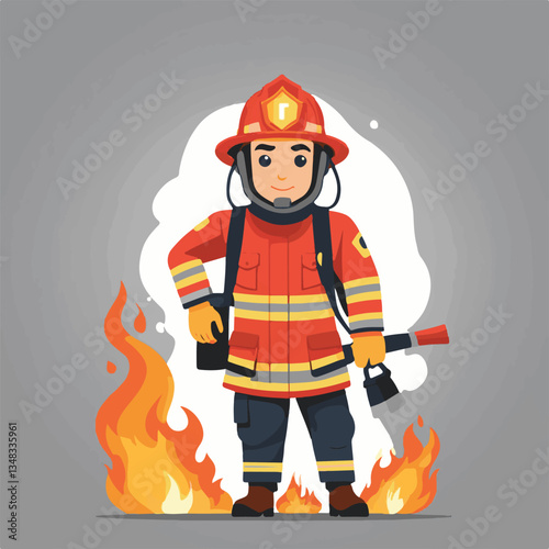 fireman, firefighter, safety, emergency, danger, man, rescue, fire, fighter, uniform, helmet, protection, background, service, red, equipment, hose, occupation, job, burn, person, work, male, hero, pr