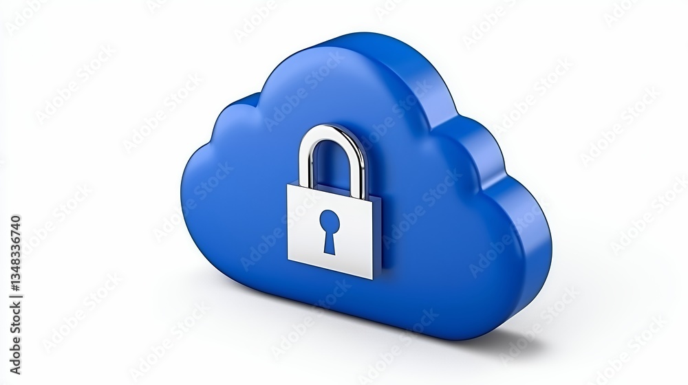 Cloud with a lock symbol representing data security and privacy. Cloud with a lock symbol representing data security and privacy.