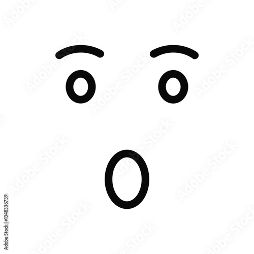 Surprised Face with Open Mouth Vector Illustration