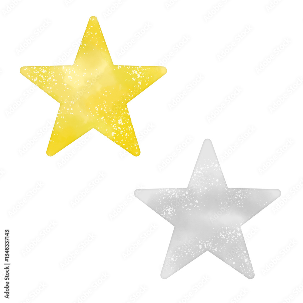 Obraz premium 金と銀の星のイラスト