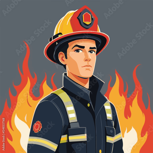fireman, firefighter, safety, emergency, danger, man, rescue, fire, fighter, uniform, helmet, protection, background, service, red, equipment, hose, occupation, job, burn, person, work, male, hero, pr