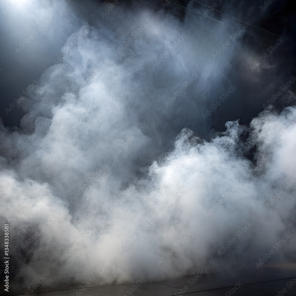 Fototapeta premium Billowing Smoke, Abstract Style, White and Gray, Fog or Pollution Representation with copy space.