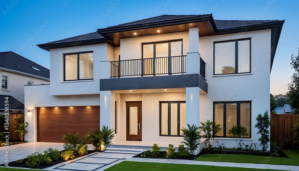 Fototapeta premium Luxury Villa Exterior Close Up Shot with Stunning Architectural Details