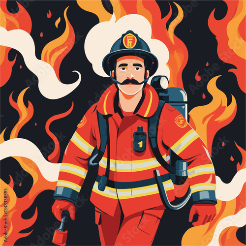 fireman, firefighter, safety, emergency, danger, man, rescue, fire, fighter, uniform, helmet, protection, background, service, red, equipment, hose, occupation, job, burn, person, work, male, hero, pr