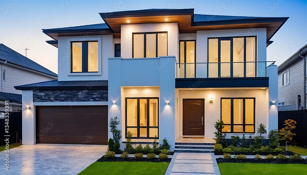 Fototapeta premium Luxury Villa Exterior Close Up Shot with Stunning Architectural Details