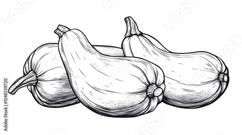 Stunning Vintage Illustration of Pumpkins and Squash