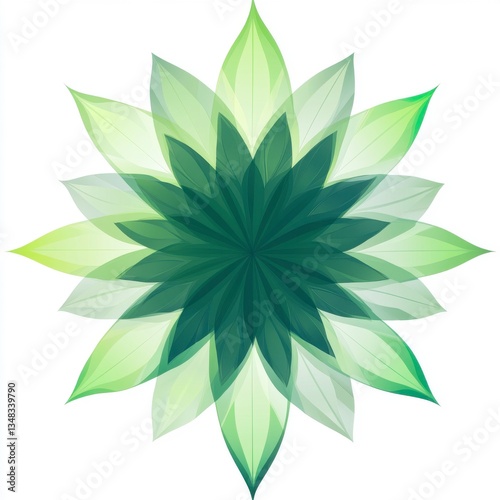 Stunning Abstract Floral Design.  A mesmerizing display of layered green petals.  A captivating floral artwork.